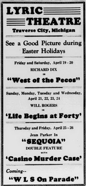 Lyric Theatre - Old Ad From Kalkaska Paper (newer photo)